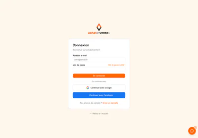 Achat et Vente — the Connexion — achatetvente.fr page on desktop