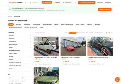 Achat et Vente — the Recherche — achatetvente.fr — achatetvente.fr page on desktop