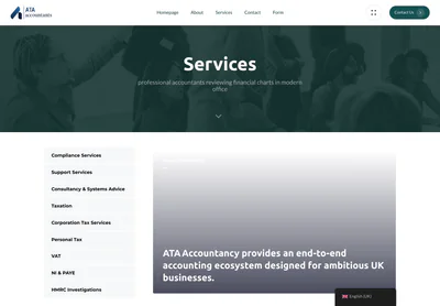 ATA Accountancy — the Services – Ata Accountancy page on desktop