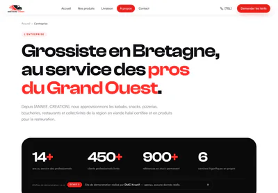 Bretagne Foods — the Notre entreprise, nos certifications halal et notre dépôt | Bretagne Foods page on desktop
