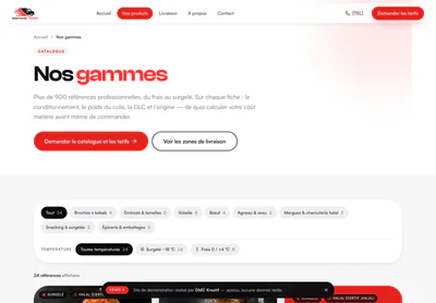 Bretagne Foods — the Nos Gammes — Broches Kebab, Viandes & Snacking Halal | Bretagne Foods page on desktop