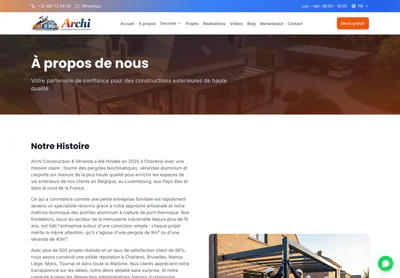Archi Construction — the À propos de nous | Archi Construction & Veranda page on desktop