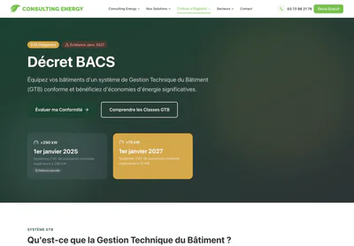 Consulting Energy — the Décret BACS - Installation GTB Obligatoire | Consulting Energy page on desktop