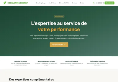 Consulting Energy — the Nos Expertises en Efficacité Énergétique | Consulting Energy page on desktop