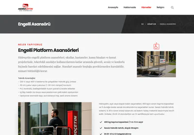 Hidroçetin Lift Elevator — the Engelli Asansörü – Hidroçetin Lift Elevator page on desktop