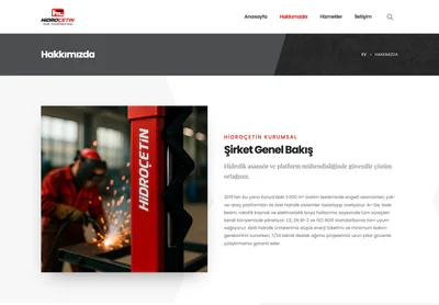 Hidroçetin Lift Elevator — the Hakkımızda – Hidroçetin Lift Elevator page on desktop