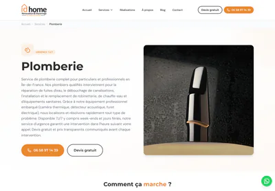 ID Home — the Plombier d'urgence Levallois-Perret & Île-de-France 7J/7 | ID Home page on desktop