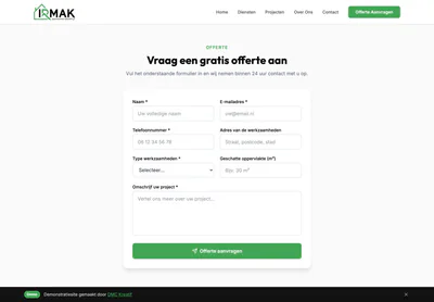 Irmak Aannemersbedrijf — the Gratis Offerte | Irmak Aannemersbedrijf – Schiedam page on desktop