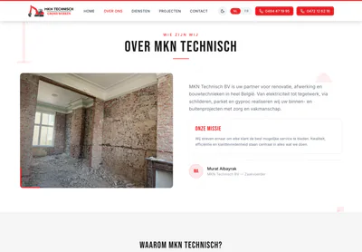 MKN Technisch — the Over MKN Technisch BV | MKN Technisch page on desktop