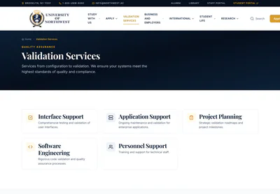 University of NorthWest — the Validation Services | University of NorthWest page on desktop