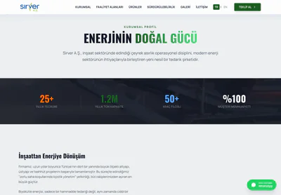 Sirver A.Ş. — the Hakkımızda | Sirver A.Ş. page on desktop
